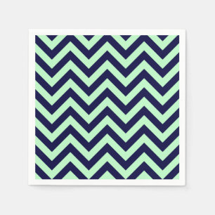 Mint, Navy Blue Large Chevron ZigZag Pattern Servet