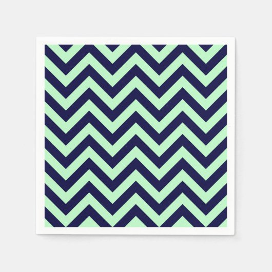 Mint, Navy Blue Large Chevron ZigZag Pattern Servet (Voorkant)