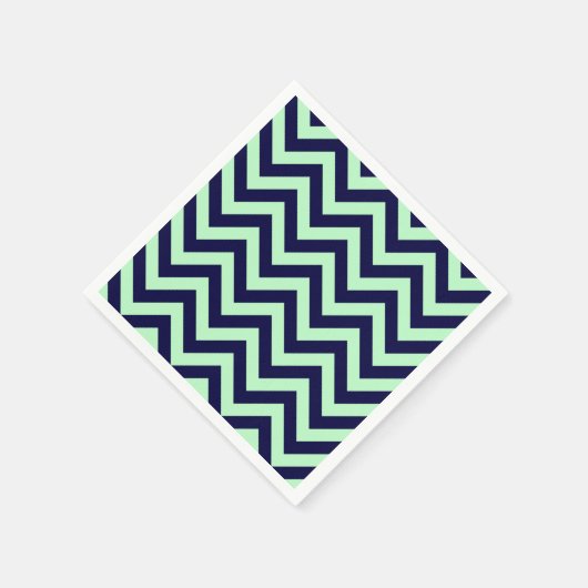 Mint, Navy Blue Large Chevron ZigZag Pattern Servet (Hoek)