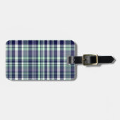 Mint, Navy Blue, White Preppy Madras Pset Bagagelabel (Voorkant horizontaal)