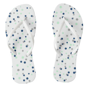 Mint & Navy Confetti Stippen Patroon Teenslippers