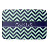 Mint Navy LG Chevron Navy Blue Name Monogram Badmat (Voorkant)