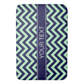 Mint Navy LG Chevron Navy Blue Name Monogram Badmat (Voorkant Verticaal)