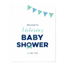 Mint & Navy | Modern Welkom Bord Voor Baby Shower 