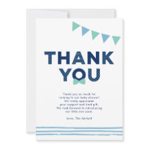 Mint & Navy | Moderne baby shower bedankkaart