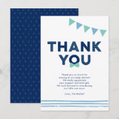 Mint & Navy | Moderne baby shower bedankkaart (Voorkant / Achterkant)