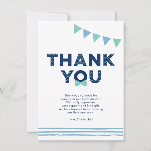 Mint & Navy | Moderne baby shower bedankkaart (Voorkant)