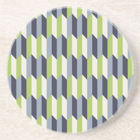Mint & Navy Retro Geometric Pattern Zandsteen Onderzetter (Voorkant)