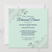 Mint Navy & Zilver Bruiloft Proefmaal Diner Vierka Kaart (Voorkant)