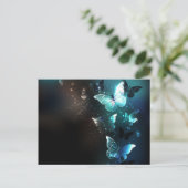 Mint Night Butterflies Aankondigingskaart (Staand voorkant)
