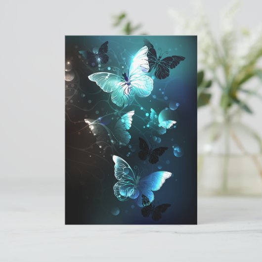 Mint Night Butterflies Advieskaart (Staand voorkant)