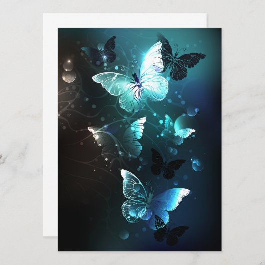 Mint Night Butterflies Advieskaart (Voorkant / Achterkant)