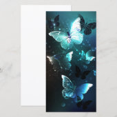 Mint Night Butterflies Bedankkaart (Voorkant / Achterkant)