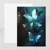 Mint Night Butterflies Bedankkaart (Voorkant / Achterkant)