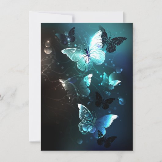 Mint Night Butterflies Bedankkaart (Voorkant)