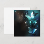 Mint Night Butterflies Bedankkaart (Voorkant / Achterkant)