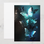 Mint Night Butterflies Bedankkaart (Voorkant / Achterkant)