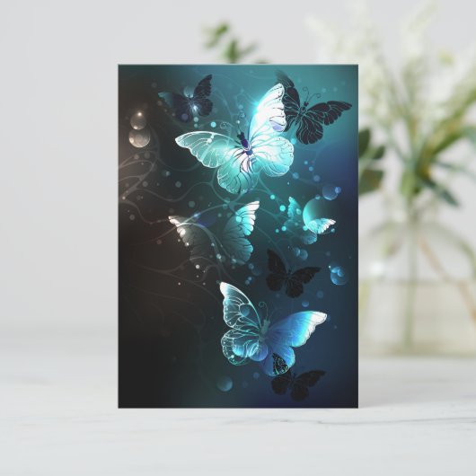 Mint Night Butterflies Bedankkaart (Staand voorkant)