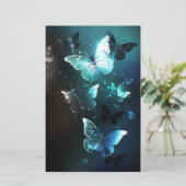 Mint Night Butterflies Briefpapier (Staand voorkant)