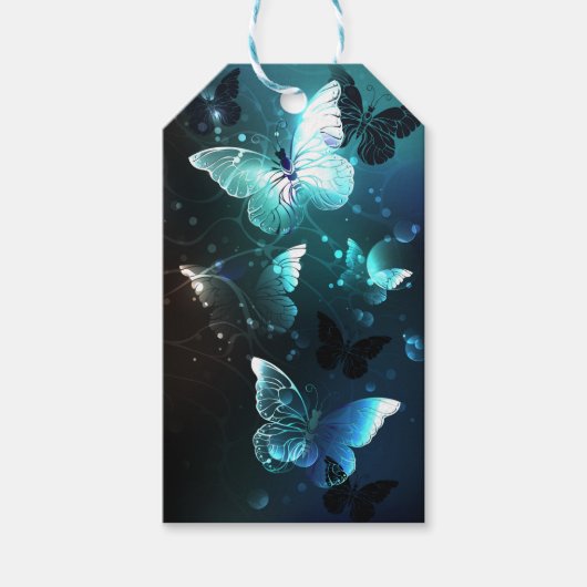 Mint Night Butterflies Cadeaulabel (Voorkant)