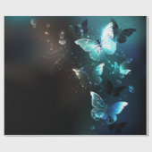 Mint Night Butterflies Cadeaupapier (Vlak)