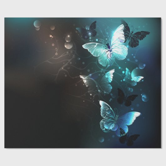 Mint Night Butterflies Cadeaupapier (Vlak)