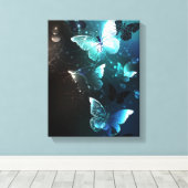 Mint Night Butterflies Canvas Afdruk (Insitu (Houten vloer))