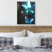 Mint Night Butterflies Canvas Afdruk (Insitu (Slaapkamer))
