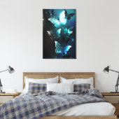 Mint Night Butterflies Canvas Afdruk (Insitu (Slaapkamer))