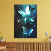Mint Night Butterflies Canvas Afdruk (Insitu (Woonkamer))