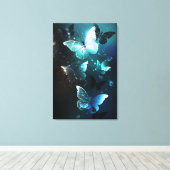 Mint Night Butterflies Canvas Afdruk (Insitu (Houten vloer))