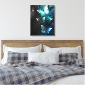 Mint Night Butterflies Canvas Afdruk (Insitu (Slaapkamer))