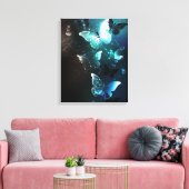 Mint Night Butterflies Canvas Afdruk (Insitu (Woonkamer))