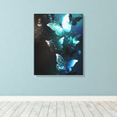 Mint Night Butterflies Canvas Afdruk (Insitu (Houten vloer))