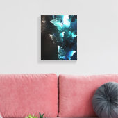 Mint Night Butterflies Canvas Afdruk (Insitu (Woonkamer))