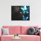 Mint Night Butterflies Canvas Afdruk (Insitu (Woonkamer))