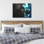 Mint Night Butterflies Canvas Afdruk (Insitu (Slaapkamer))
