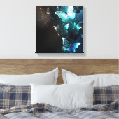 Mint Night Butterflies Canvas Afdruk (Insitu (Slaapkamer))