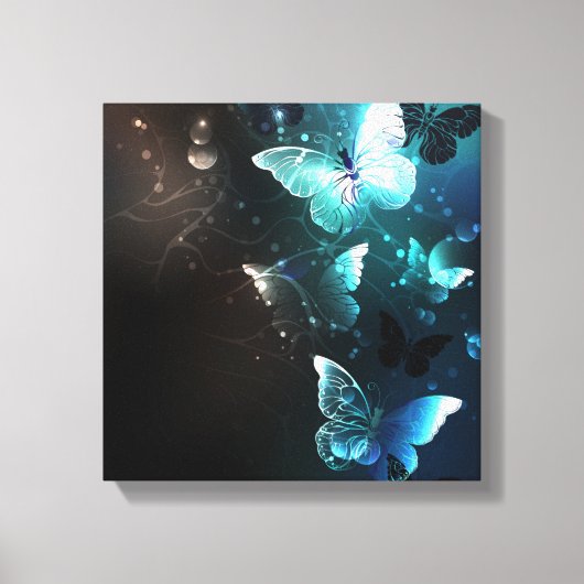 Mint Night Butterflies Canvas Afdruk (Voorkant)