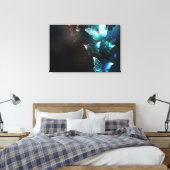 Mint Night Butterflies Canvas Afdruk (Insitu (Slaapkamer))