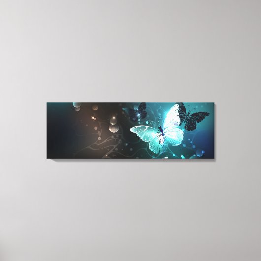 Mint Night Butterflies Canvas Afdruk (Voorkant)