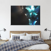 Mint Night Butterflies Canvas Afdruk (Insitu (Slaapkamer))