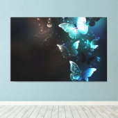 Mint Night Butterflies Canvas Afdruk (Insitu (Houten vloer))