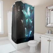 Mint Night Butterflies Douchegordijn (In situ)