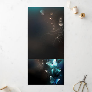 Mint Night Butterflies Drieluik Uitnodiging