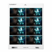 Mint Night Butterflies Etiket (Full Sheet)