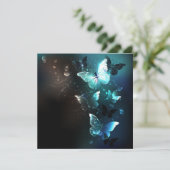 Mint Night Butterflies Feestdagenkaart (Staand voorkant)