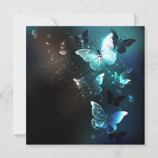 Mint Night Butterflies Feestdagenkaart (Voorkant)