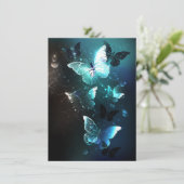 Mint Night Butterflies Feestdagenkaart (Staand voorkant)