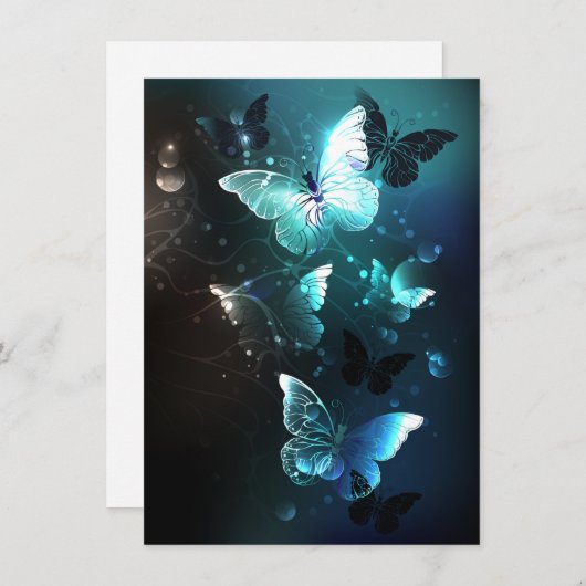 Mint Night Butterflies Feestdagenkaart (Voorkant / Achterkant)